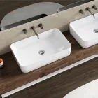 Lavatório de bancada retangular Aster em cerâmica com design moderno. Viadurini