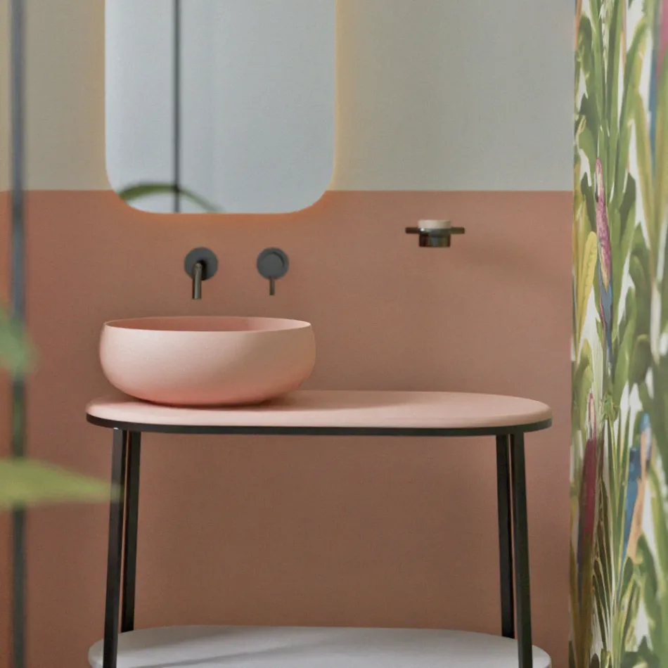 Lavatório redondo de bancada em cerâmica colorida Made in Italy - Tigela Viadurini