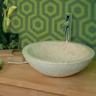 Apoio de bancada redondo pedra Natural bege fora Raw Pai Viadurini