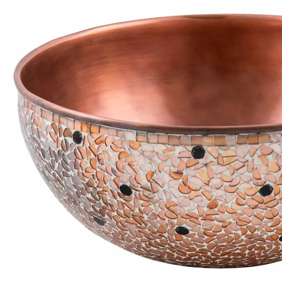 Lavatório de apoio redondo em cobre feito à mão, Murello Viadurini