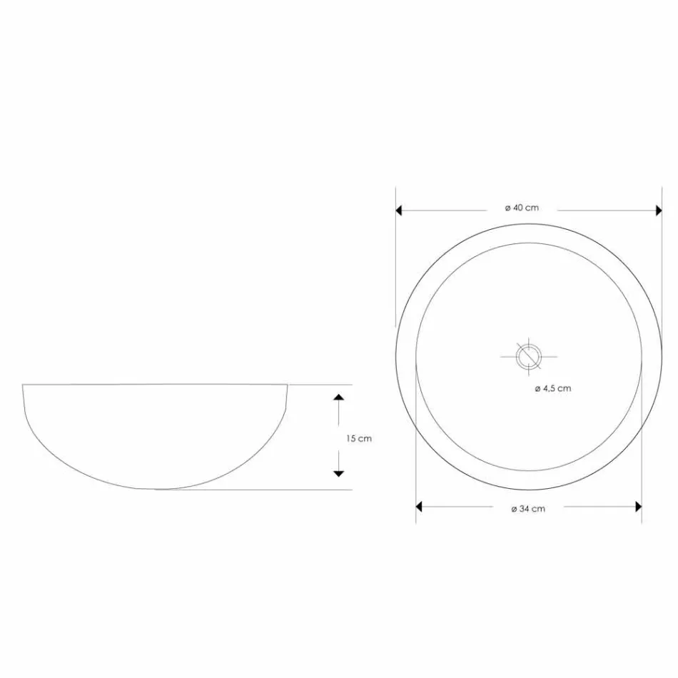 Lavatório Redondo de Bancada Feito à Mão em Mármore Branco - Linho Viadurini