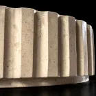 Lavatório de Bancada Redondo em Mármore Travertino - Cattleya Viadurini