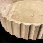 Lavatório de Bancada Redondo em Mármore Travertino - Cattleya Viadurini