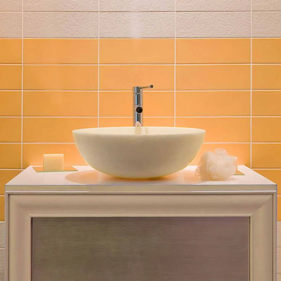 Suporte de bancada redondo Bege afiado com externo Nusa Viadurini