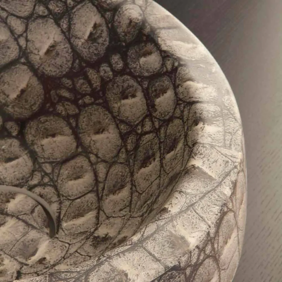 Lavatório de bancada redondo cerâmico Caiman fabricado na Itália Elisa design Viadurini