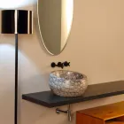 Lavatório de bancada redondo cerâmico Caiman fabricado na Itália Elisa design Viadurini