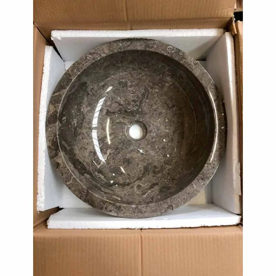 Lavatório de apoio redondo cinza com Nusa polished exterior Viadurini