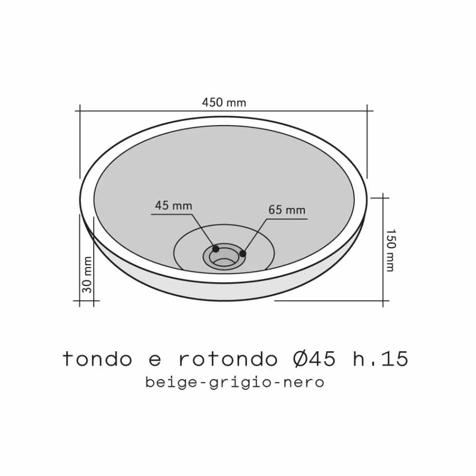 Apoio de bancada Tondo em basalto preto Moyo Viadurini