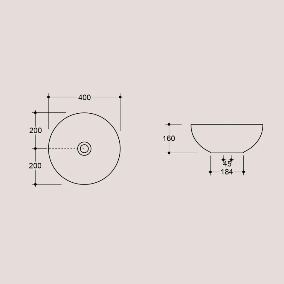 Lavatório Redondo de Bancada em Cerâmica Brilhante Fabricado na Itália - Chicco Viadurini