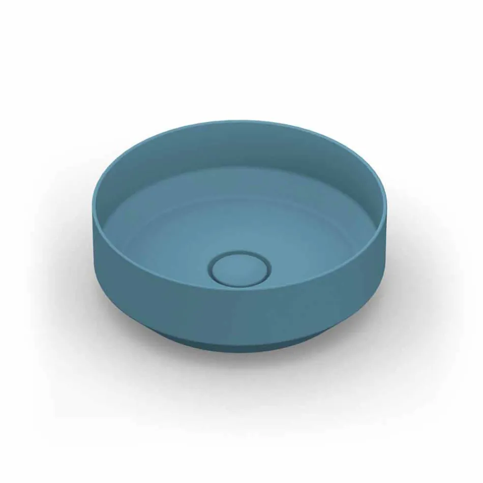 Lavatório de cerâmica redondo moderno de cerâmica feito na Itália, Yoel Viadurini