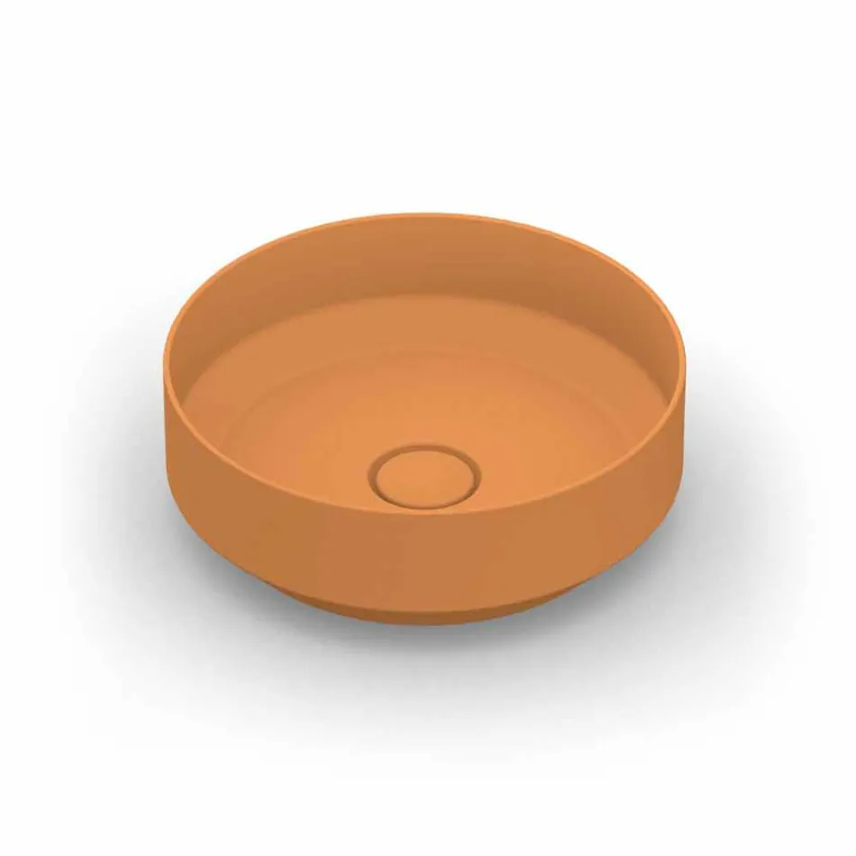 Lavatório de cerâmica redondo moderno de cerâmica feito na Itália, Yoel Viadurini