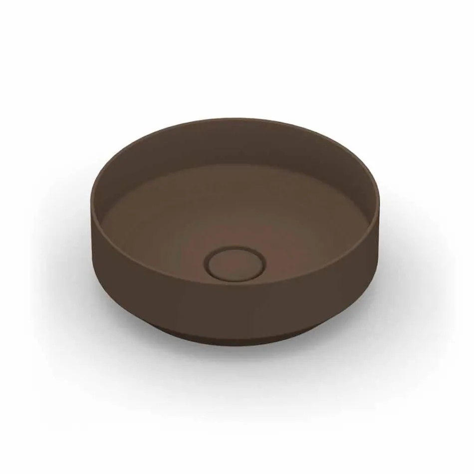 Lavatório de cerâmica redondo moderno de cerâmica feito na Itália, Yoel Viadurini