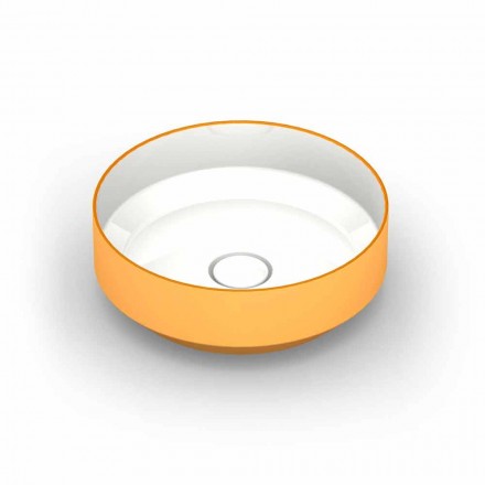 Lavatório de cerâmica redondo moderno de cerâmica feito na Itália, Yoel Viadurini