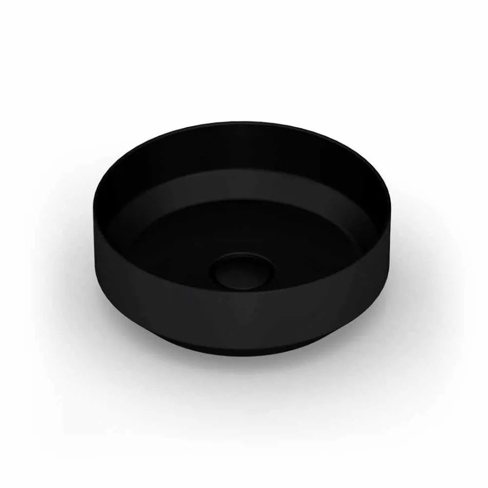 Lavatório de cerâmica redondo moderno de cerâmica feito na Itália, Yoel Viadurini