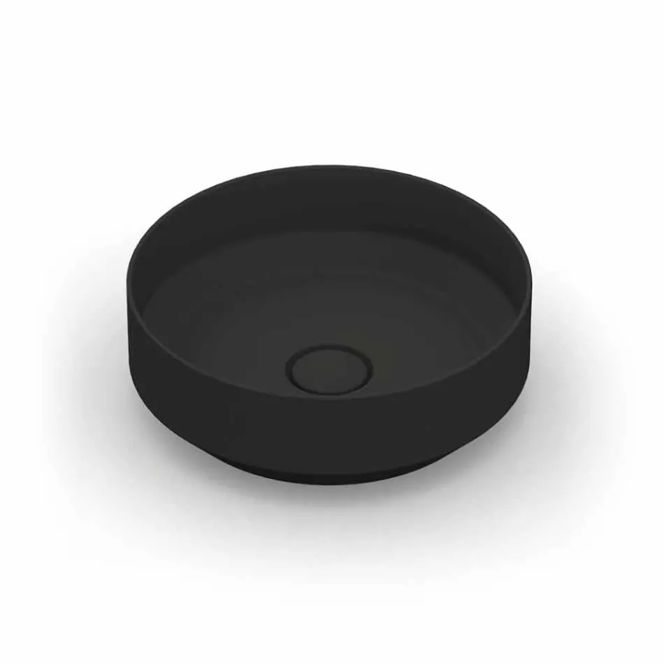 Lavatório de cerâmica redondo moderno de cerâmica feito na Itália, Yoel Viadurini
