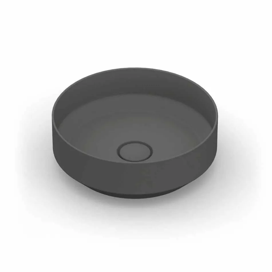Lavatório de cerâmica redondo moderno de cerâmica feito na Itália, Yoel Viadurini