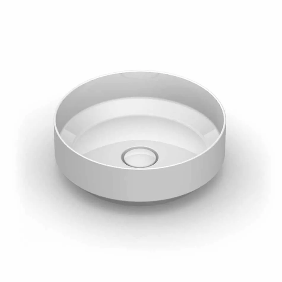 Lavatório de cerâmica redondo moderno de cerâmica feito na Itália, Yoel Viadurini
