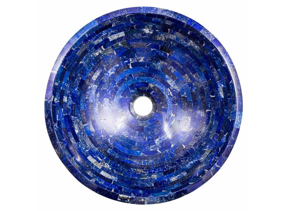 Lavatório de bancada redonda em pedra lapis lazuli Pongo, peça única Viadurini