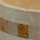 de lavatório redondo em pedra natural Clio White Viadurini