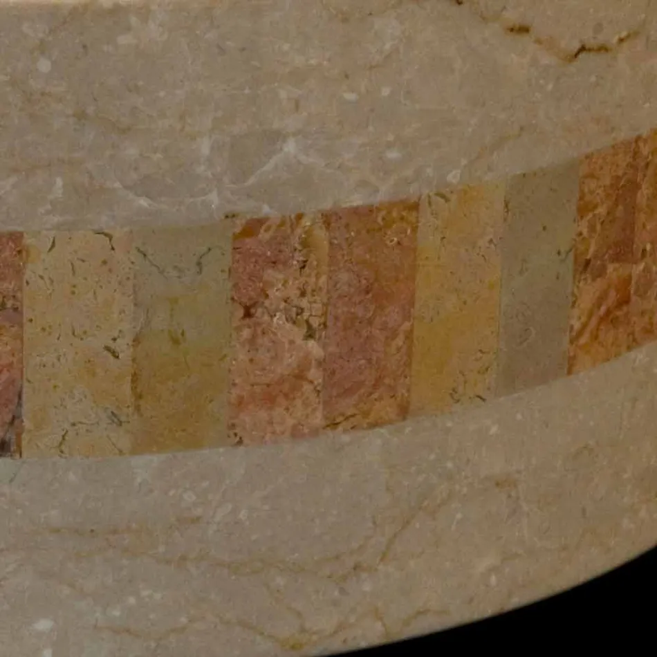 de lavatório redondo em pedra natural Clio White Viadurini