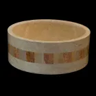 de lavatório redondo em pedra natural Clio White Viadurini