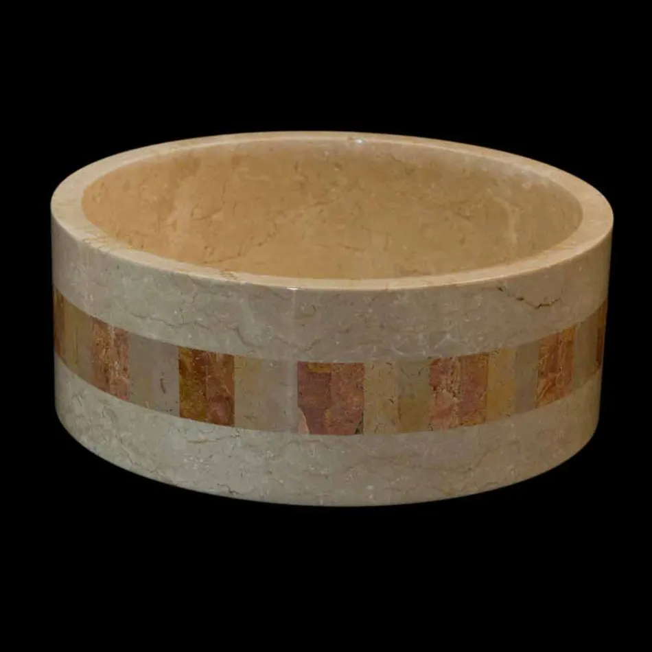 de lavatório redondo em pedra natural Clio White Viadurini