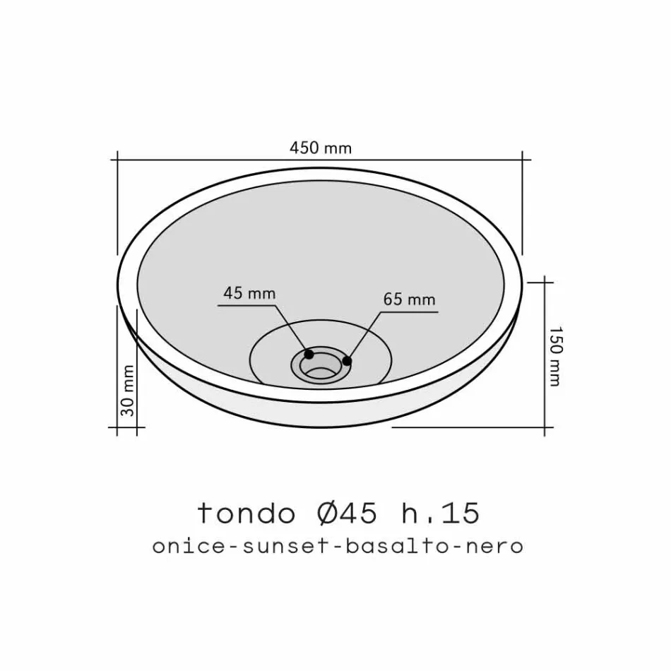 Lavatório de apoio redondo de pedra natural Kari Viadurini