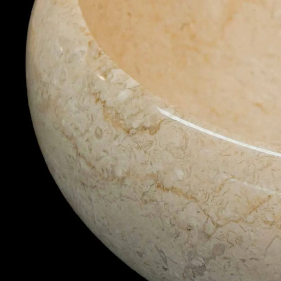 de lavatório redondo em pedra natural Layla White Viadurini