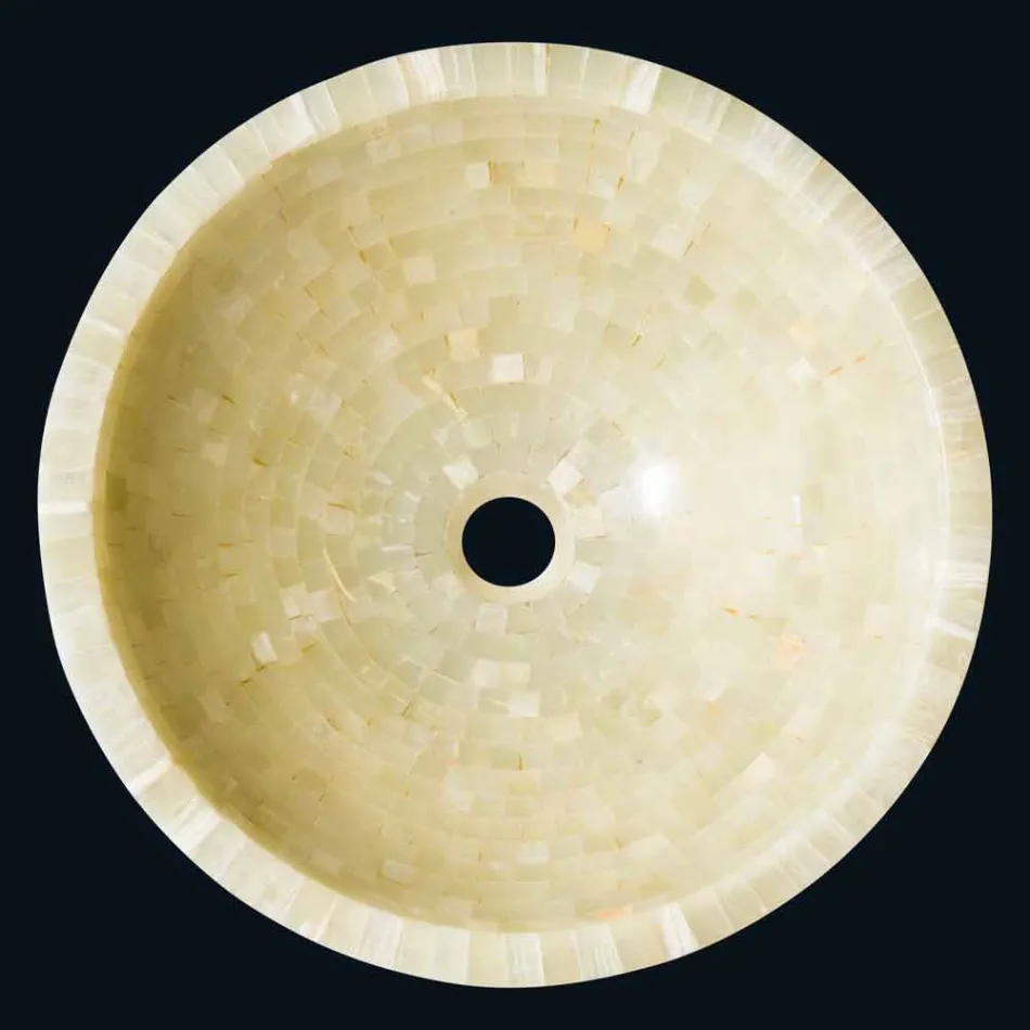 Lavatório de apoio redondo em Kilian honey onyx stone Viadurini