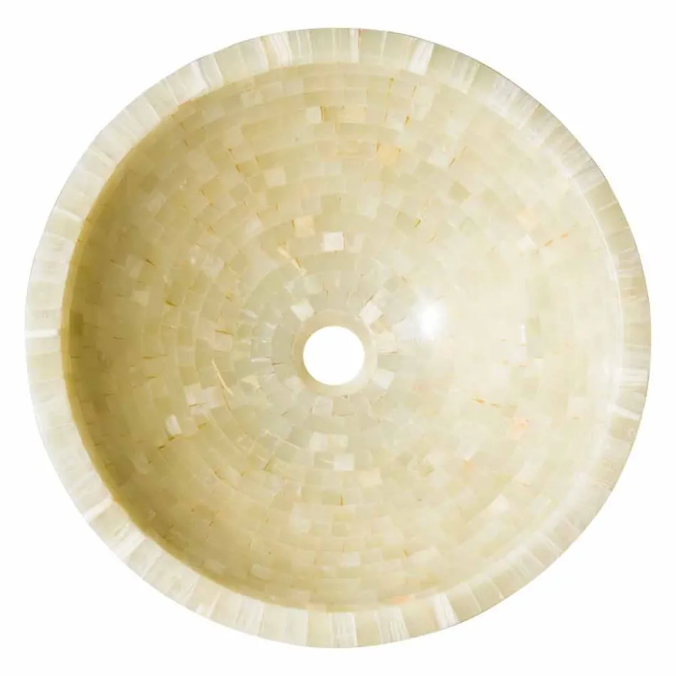 Lavatório de apoio redondo em Kilian honey onyx stone Viadurini