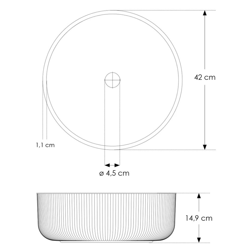 Lavatório redondo de apoio em vidro veneziano Plissè Made in Italy - Zircão Viadurini