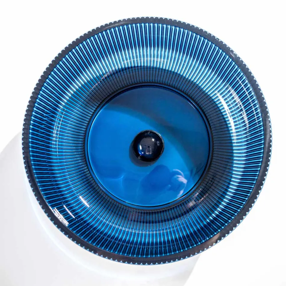 Lavatório redondo de apoio em vidro veneziano Plissè Made in Italy - Zircon Viadurini