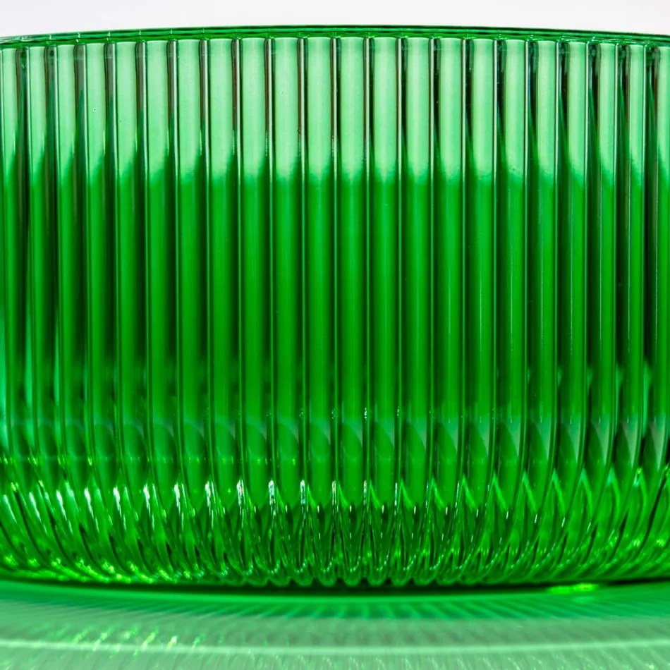 Lavatório redondo de apoio em vidro veneziano Plissè Made in Italy - Zircon Viadurini