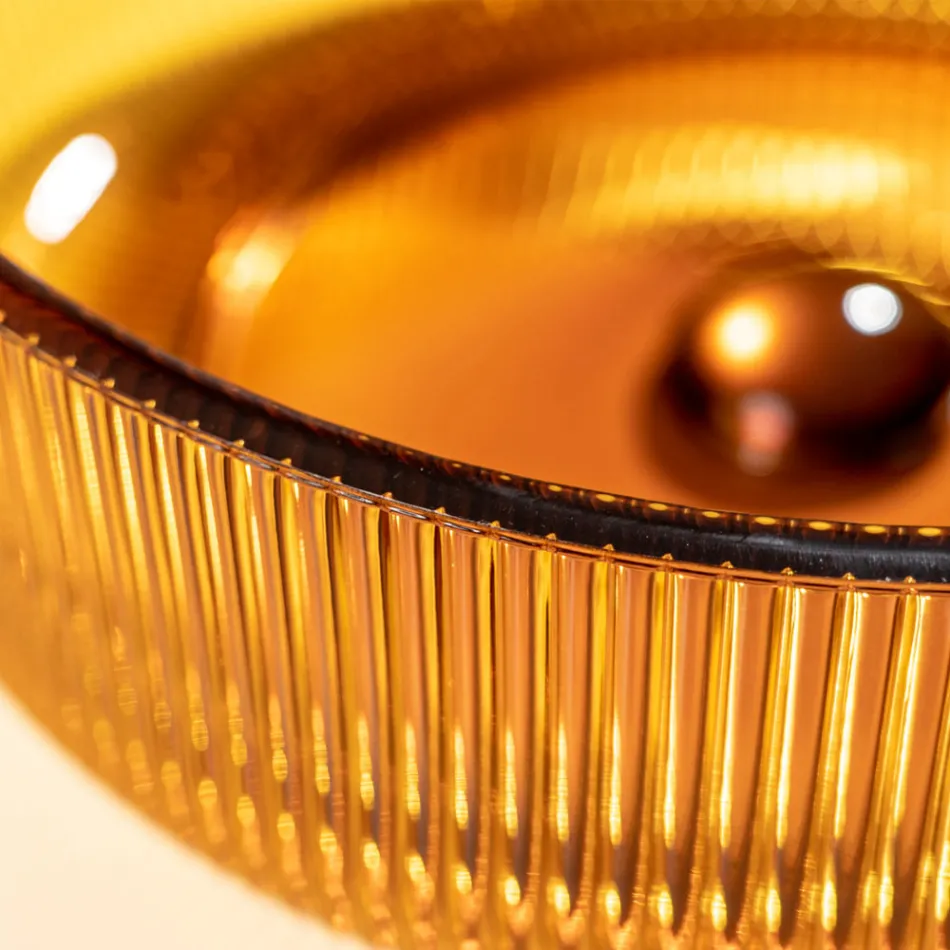 Lavatório redondo de apoio em vidro veneziano Plissè Made in Italy - Zircon Viadurini