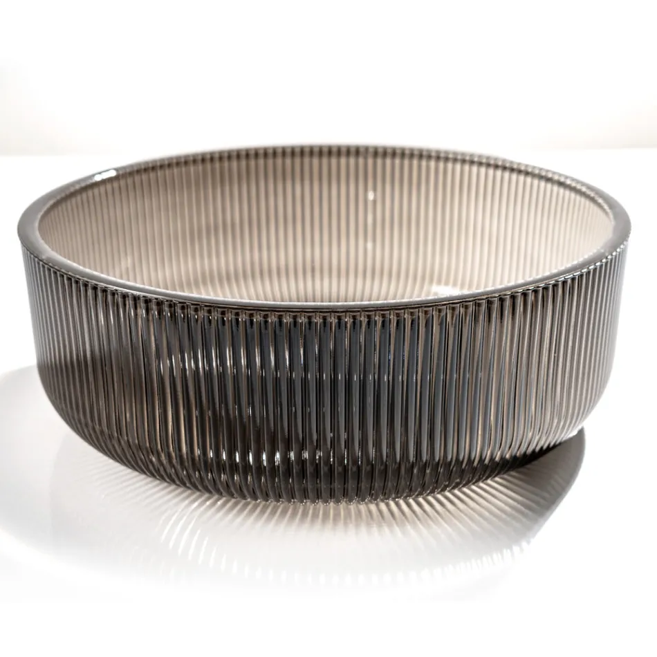 Lavatório redondo de apoio em vidro veneziano Plissè Made in Italy - Zircão Viadurini