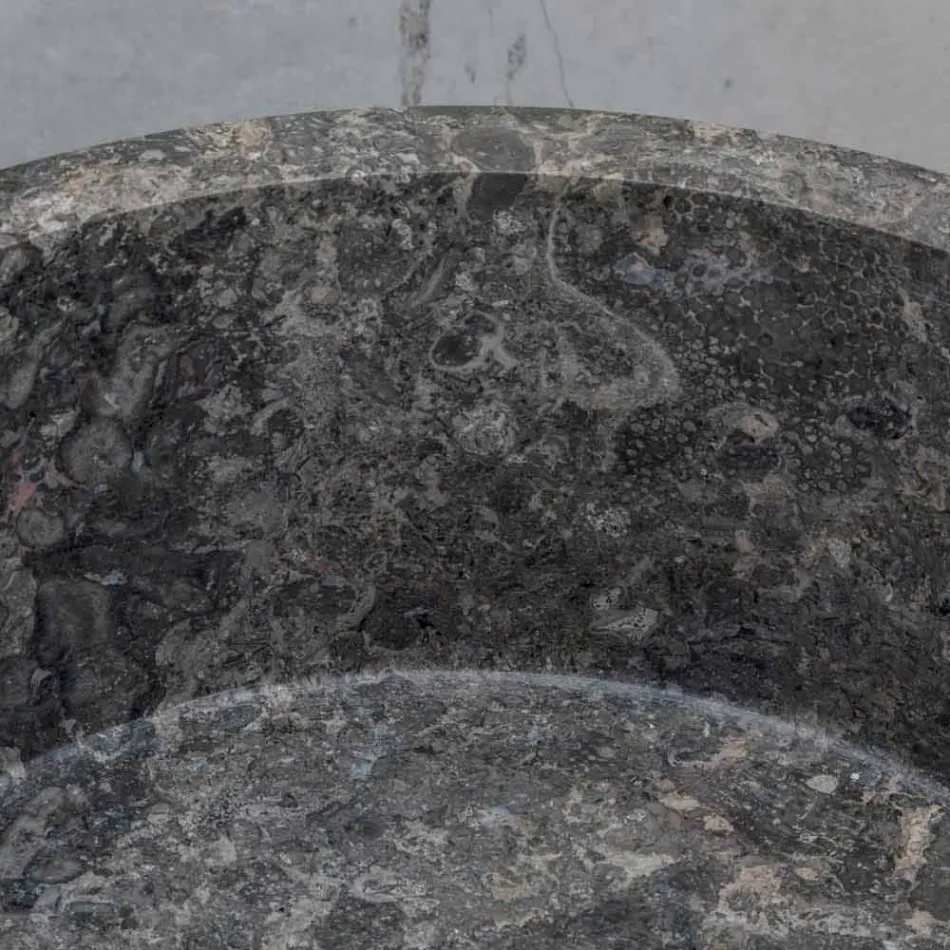 Lavatório autônomo cilíndrico para banheiro em mármore cinza - Cremino Viadurini