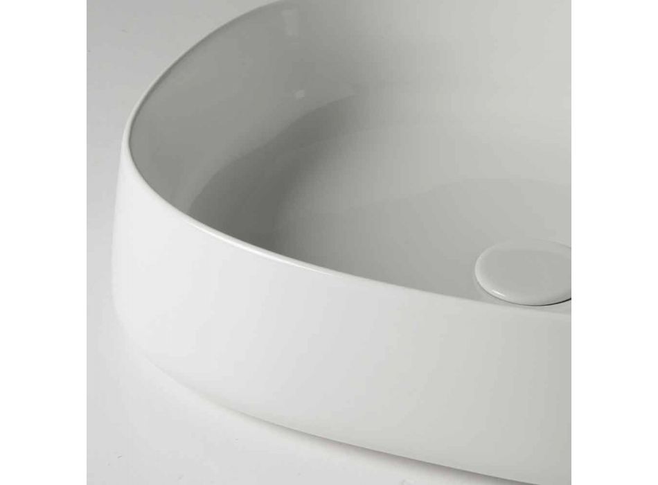 Lavatório de apoio oval para banheiro L 50 cm em cerâmica Made in Italy - Cordino Viadurini