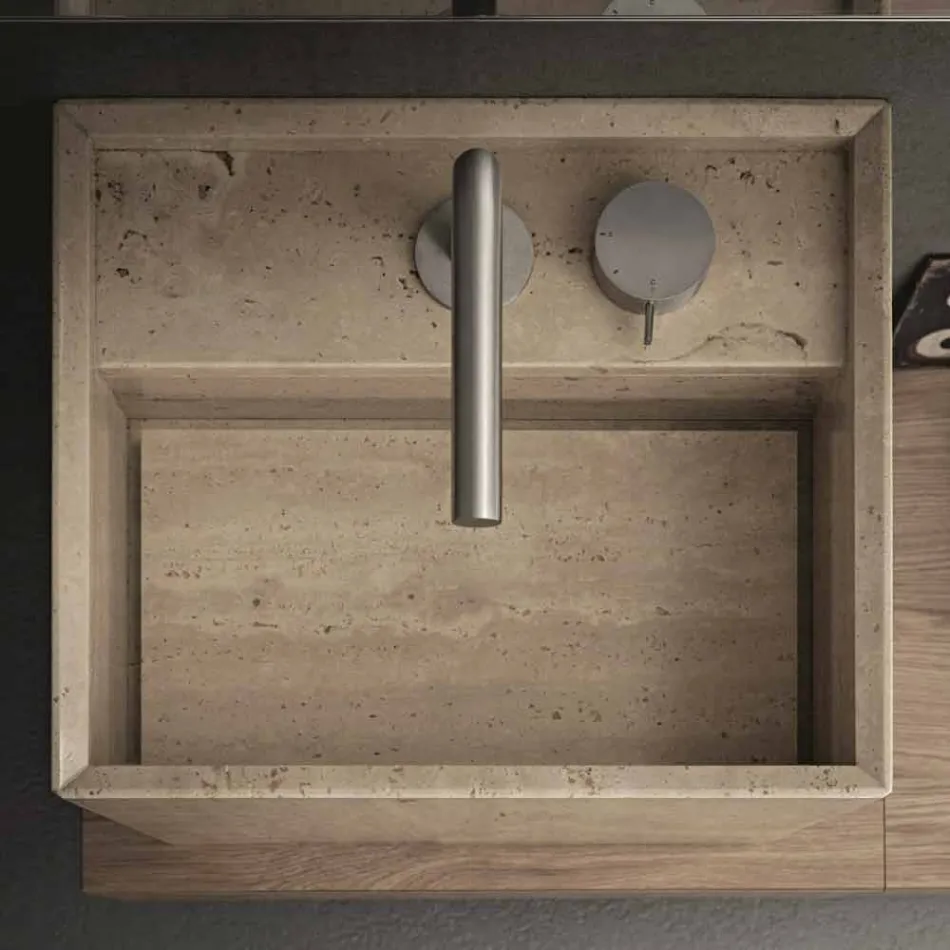 Lavatório de bancada de pedra com bancada de design moderno e moderno - Farartlav 2 Viadurini