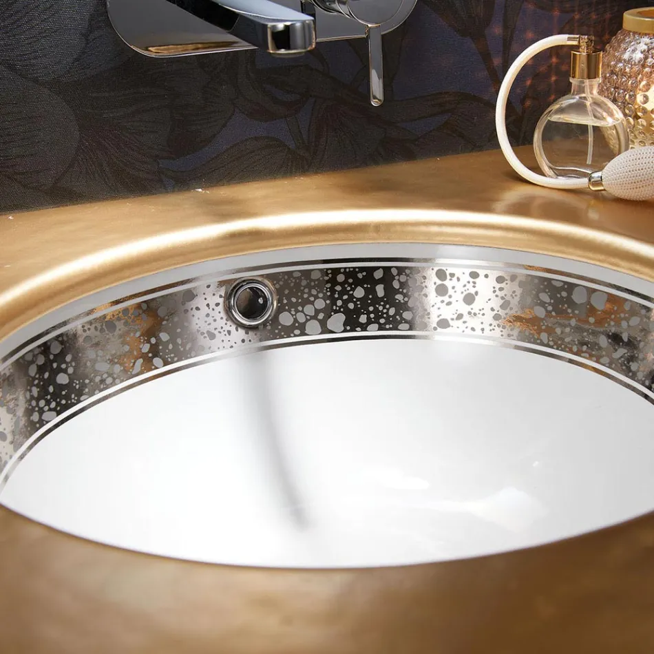 Pia de banheiro embutida em argila fundida à mão fabricada na Itália - Erioli Viadurini