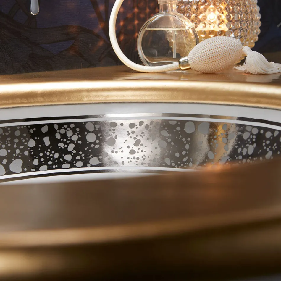 Pia de banheiro embutida em argila fundida à mão fabricada na Itália - Erioli Viadurini