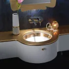 Pia de banheiro embutida em argila fundida à mão fabricada na Itália - Erioli Viadurini