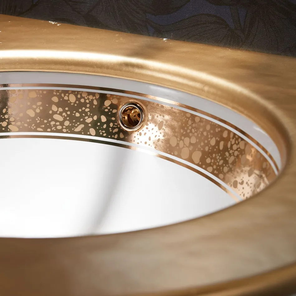 Pia de banheiro embutida em argila fundida à mão fabricada na Itália - Erioli Viadurini