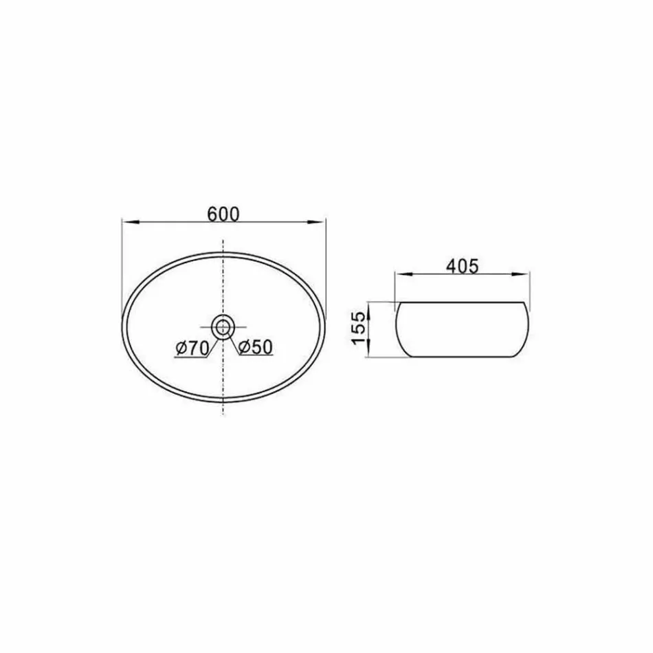 Lavatório de apoio oval de cerâmica branca fabricado em Itália - Bergen Viadurini