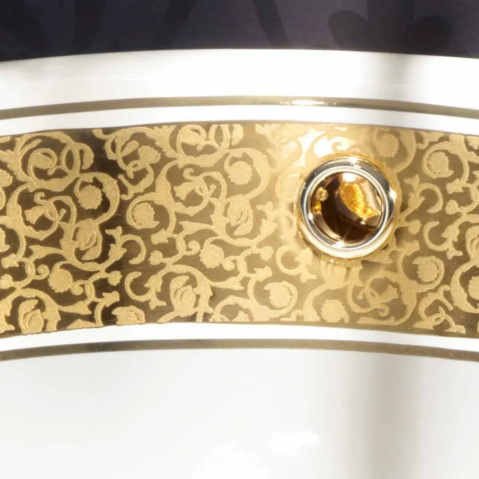 Pia redonda embutida em argila e ouro feita na Itália, Otis Viadurini