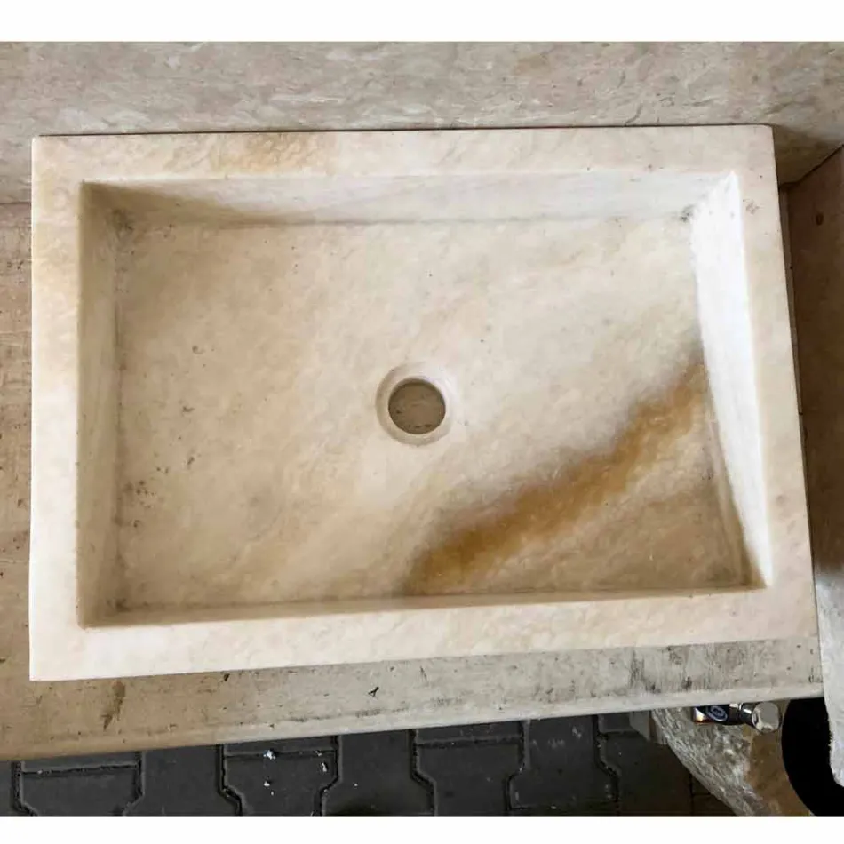 Lavatório de bancada moderno feito de pedra de ônix Jef, peça única Viadurini