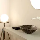 Lavatório de bancada de design zebra cerâmica preta feita na Itália animais Viadurini