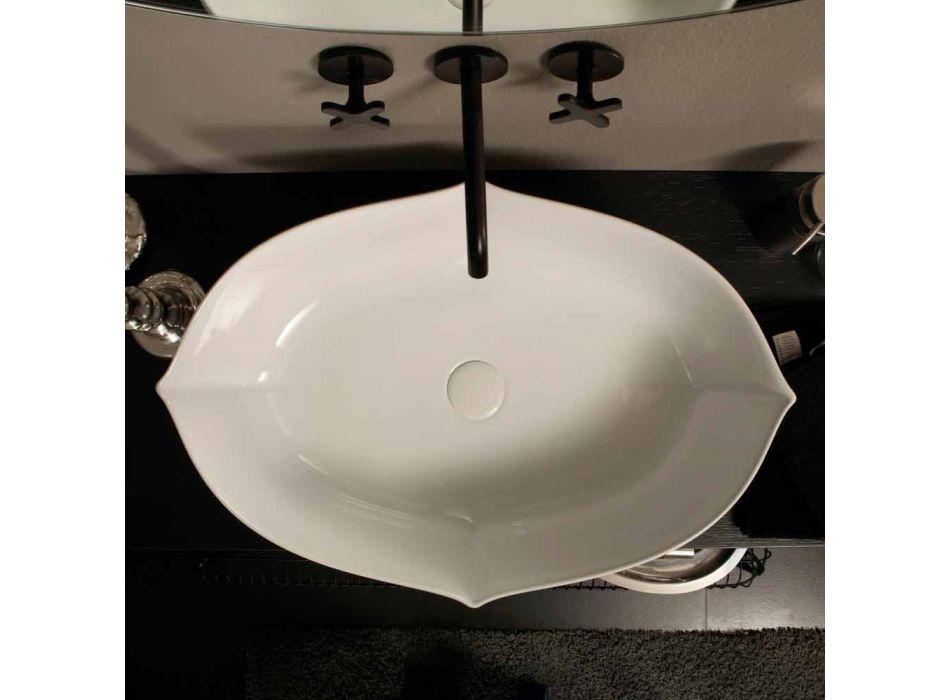 Lavatório design de bancada em cerâmica branca feita na Itália Oscar