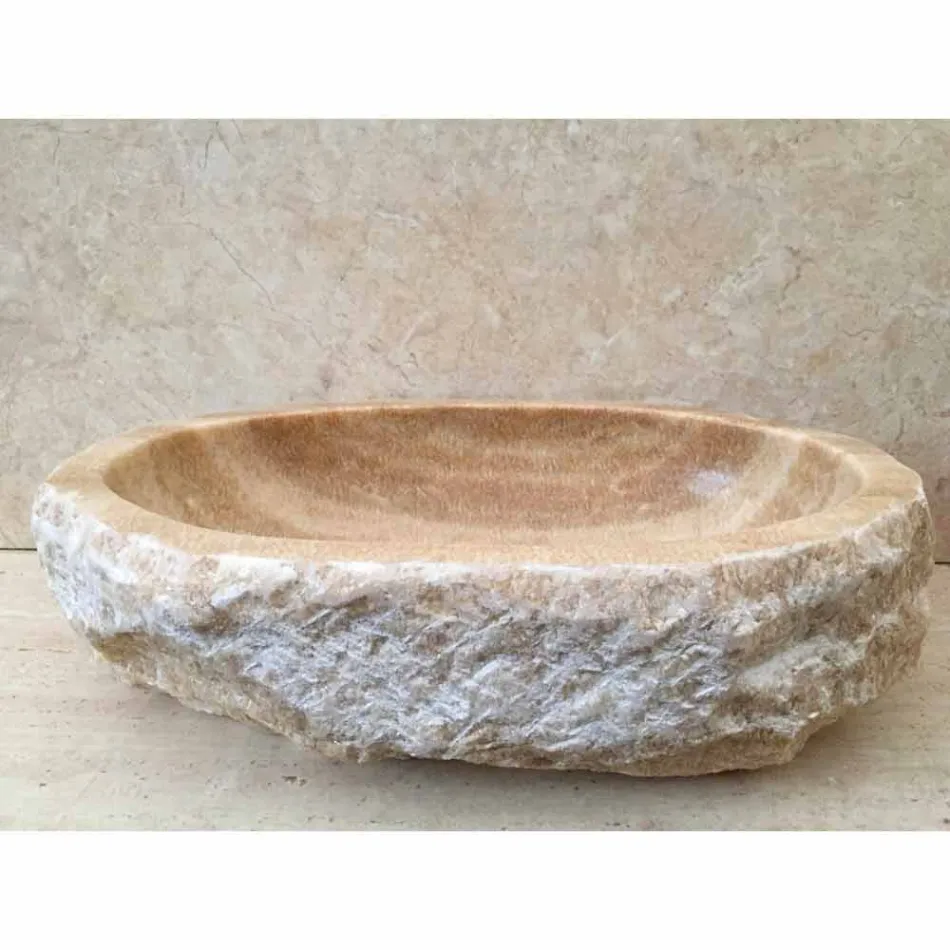 Lavatório de design de bancada para banheiro Laia em pedra natural Viadurini