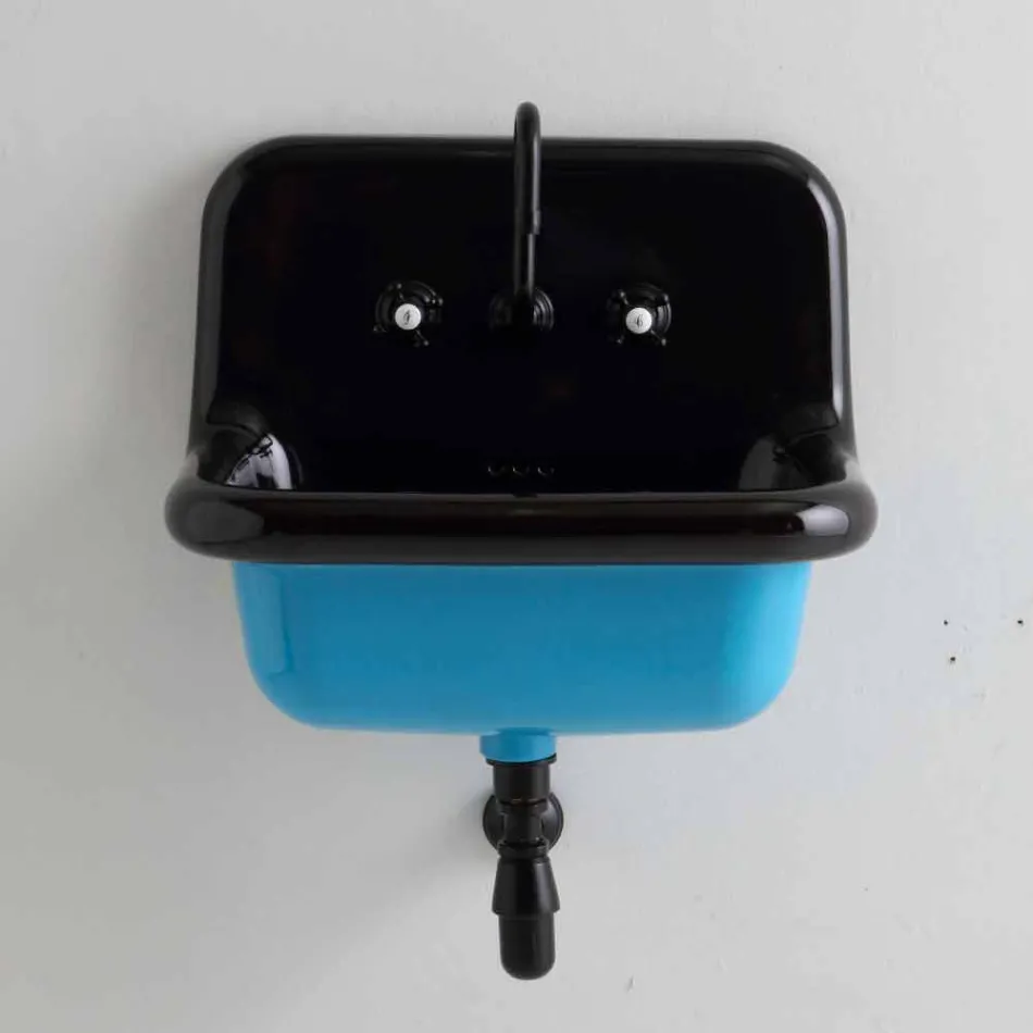 Jacob lavatório retangular de cerâmica design bicolor de parede Viadurini