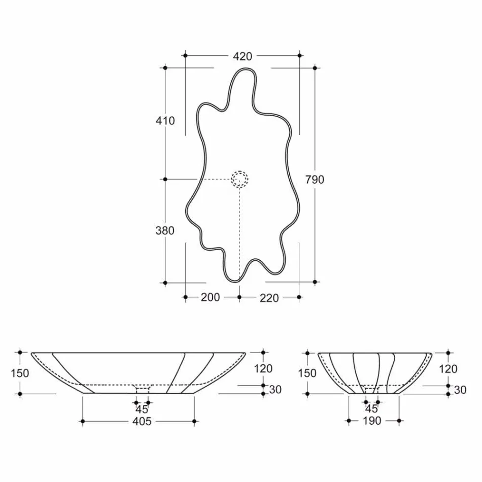 Lavatório de bancada de cerâmica design moderno feito na Itália Rayan Viadurini